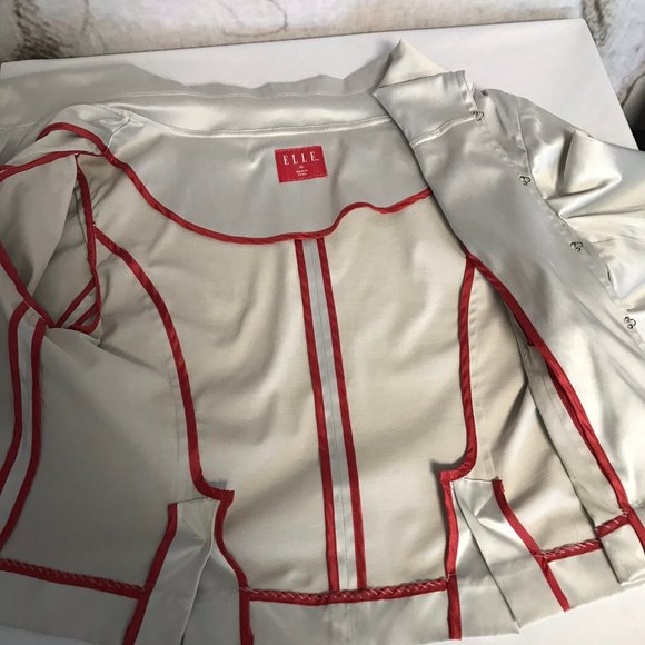 Silver Gray Crop Jacket Blazer Elle Pockets - Picture 3 of 5